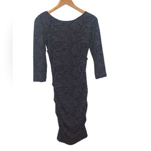 Nicole Miller Black & Gray Body-con Ruched Cocktail  Dress Size Small